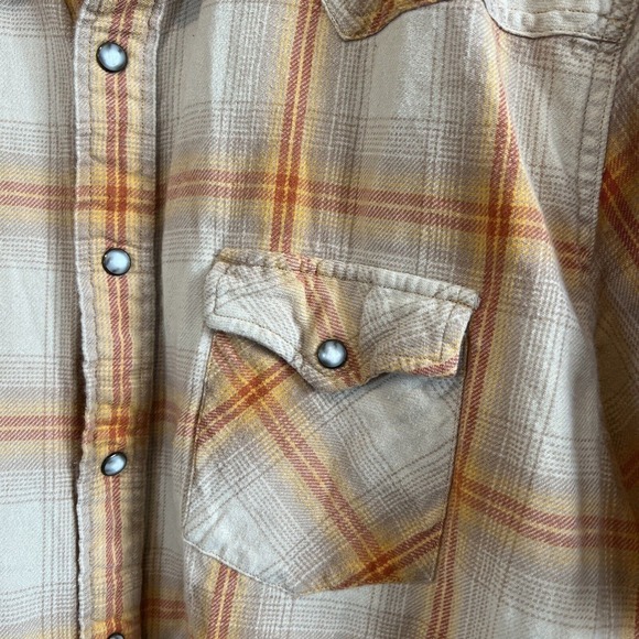 Frye Men's Camp shirt Pearl Snap Button Up Size XXL Tan Orange XXL - Picture 4 of 9